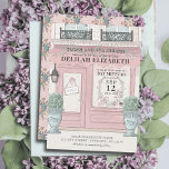 French Bakery Patisserie Paris Pink Bat Mitzvah<br><div class="desc">This cute french cafe/bakery/patisserie theme  Bat Mitzvah invitation features a cream background with a french patisserie/bakery/cafe storefront in pink. The reverse side features a light pink background with floral patterns. Personalise for your needs. You can find more matching products at my store.</div>