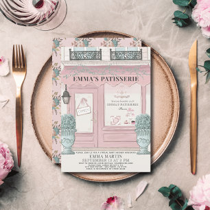 French Bakery Patisserie Pink Virtual Baby Shower Invitation