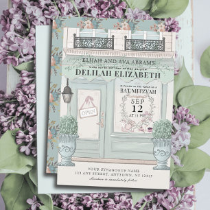 French Bakery Patisserie QR Green Bat Mitzvah Invitation