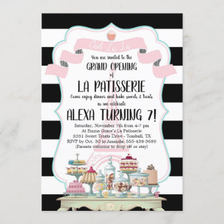 French Bakery Sweets and Treats Birthday Party Invitation