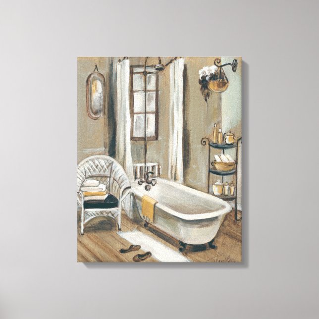 French Bathroom with Bathtub Canvas Print (Front)