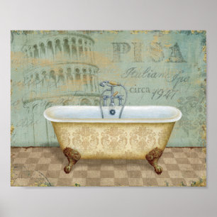 French Bathtub and the Leaning Tower of Pisa Poster