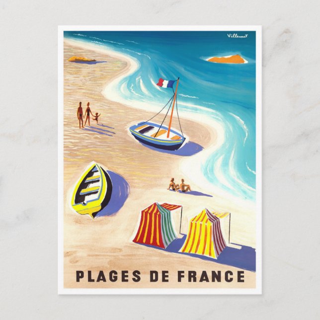 French beaches vintage travel Postcard (Front)