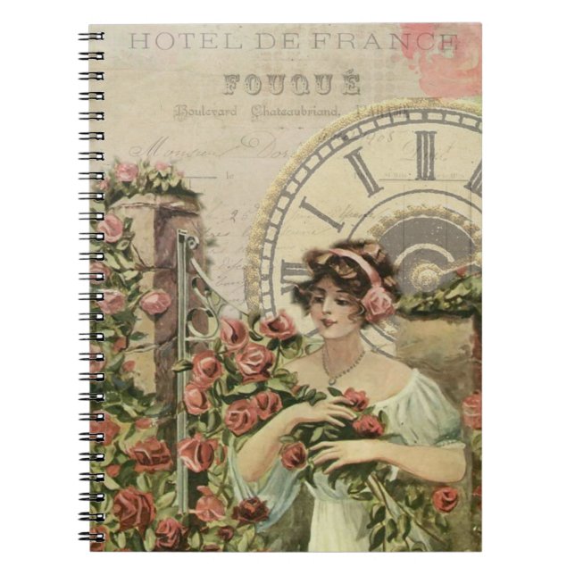 French Beauty with Flowers Journal (Front)