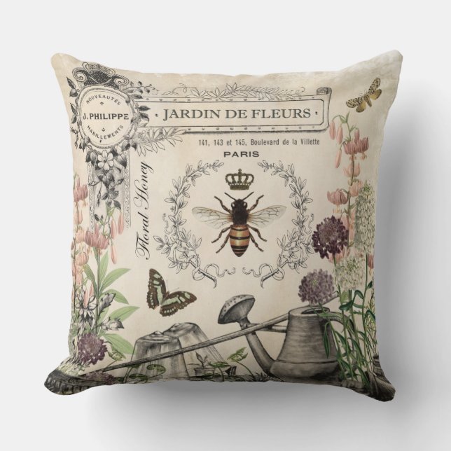 FRENCH BEE GARDEN CUSHION (Front)