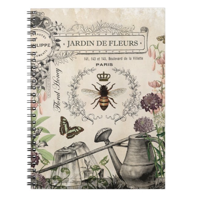 FRENCH BEE GARDEN SPIRAL NOTEBOOK (Front)