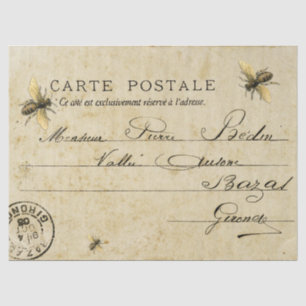 French Bee Post Card Tissue Paper