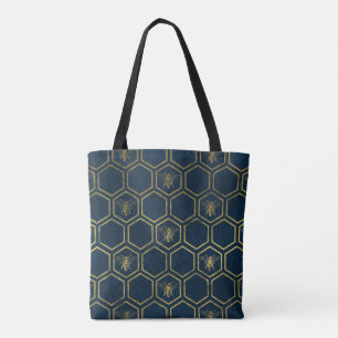 French Bees and Honey Comb Tote Bag