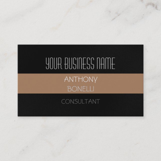 French Beige Dark Grey Charming Business Card (Front)