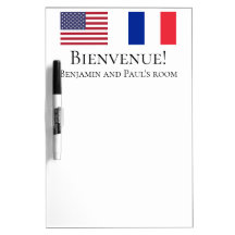 French Bienvenue USA and French Flag Room Message