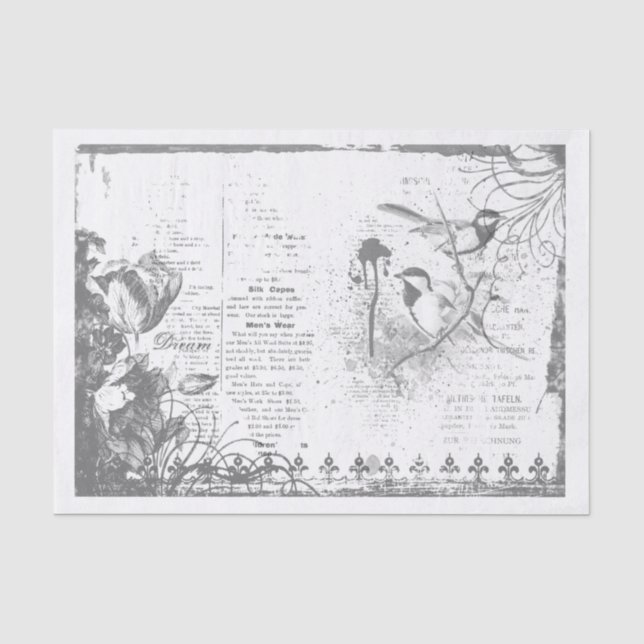 French Birds decoupage Tissue Paper (Front)