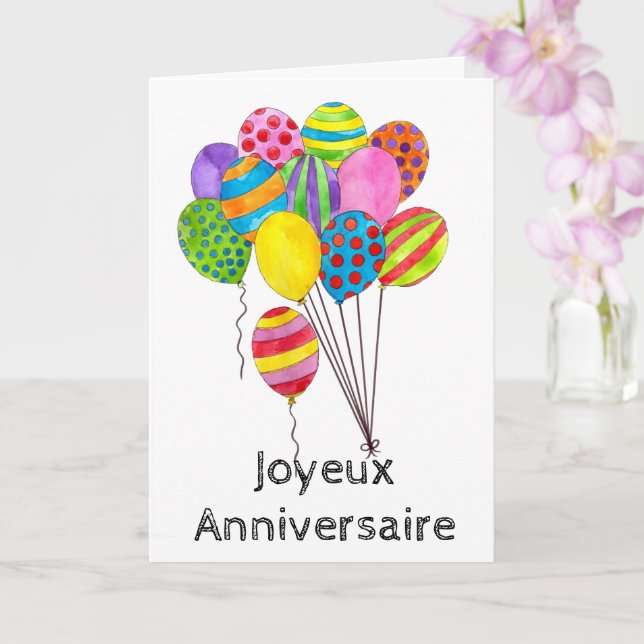 French Birthday bunch of balloons Card (Orchid)