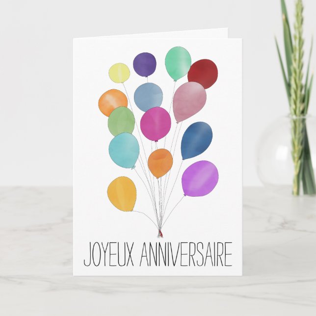 French Birthday bunch of balloons Card (Front)