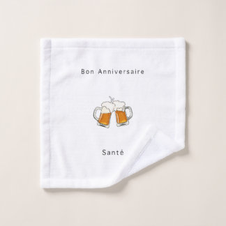 French Birthday gift, Happy Birthday, Cheers Wash Cloth