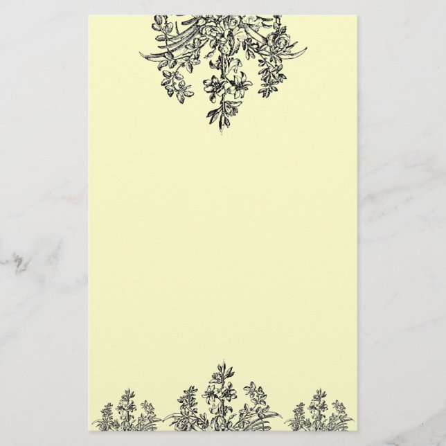 French Black Rose Bouquet Stationery (Front)