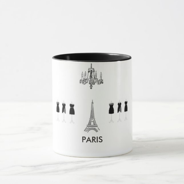 French Black & White Eiffel Tower Paris Themed Mug (Center)