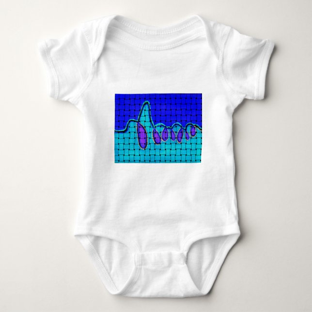 French Blue Abstract with Woven Texture Baby Bodysuit (Front)