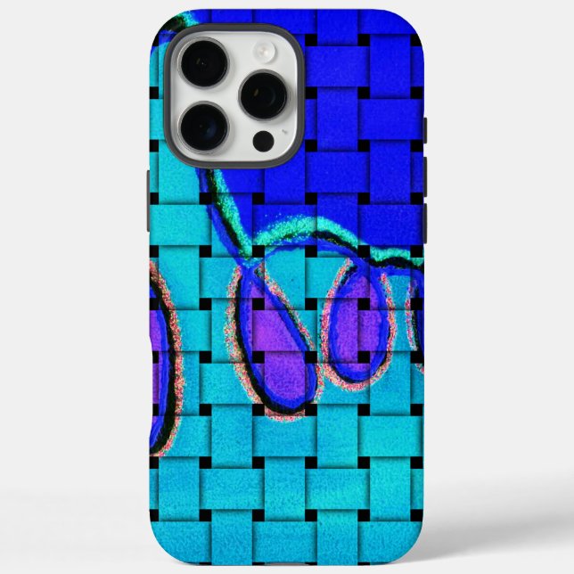 French Blue Abstract with Woven Texture Case-Mate iPhone Case (Back)