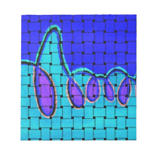 French Blue Abstract with Woven Texture Notepad (Front)