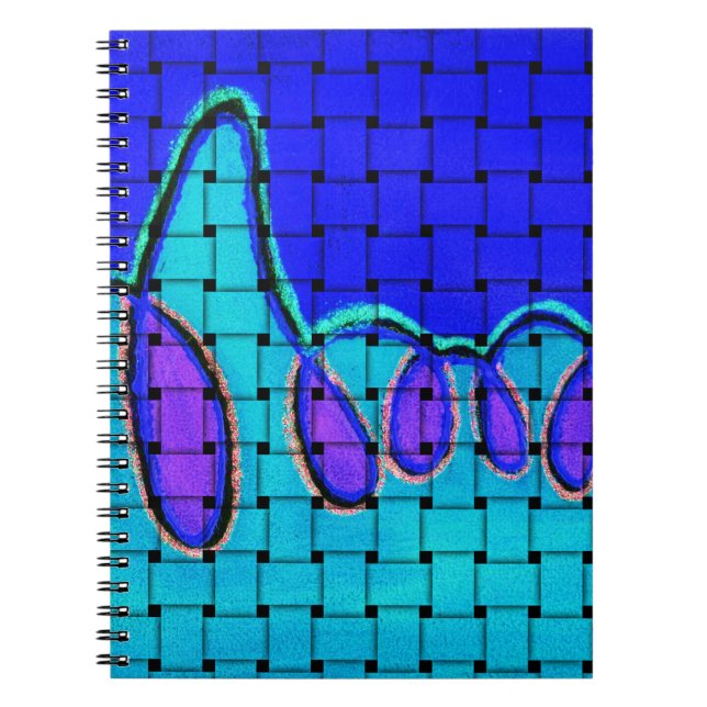 French Blue Abstract with Woven Texture Spiral Notebook (Front)