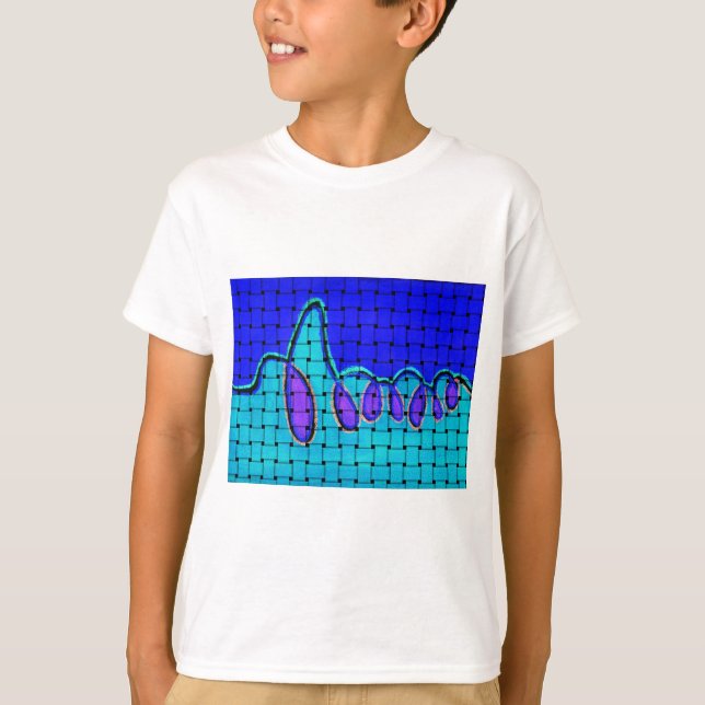 French Blue Abstract with Woven Texture T-Shirt (Front)