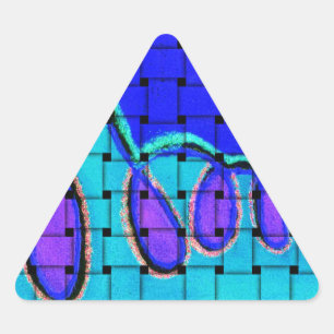French Blue Abstract with Woven Texture Triangle Sticker