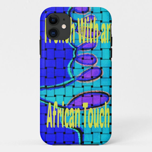 French Blue African Woven Abstract Purple Shape Case-Mate iPhone Case (Back)
