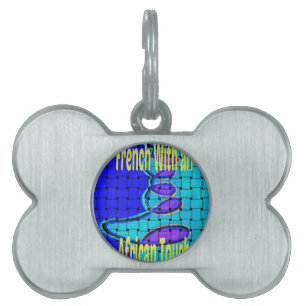 French Blue African Woven Abstract Purple Shape Pet Tag