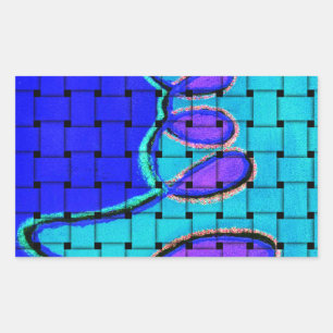 French Blue African Woven Abstract Purple Shape Rectangular Sticker