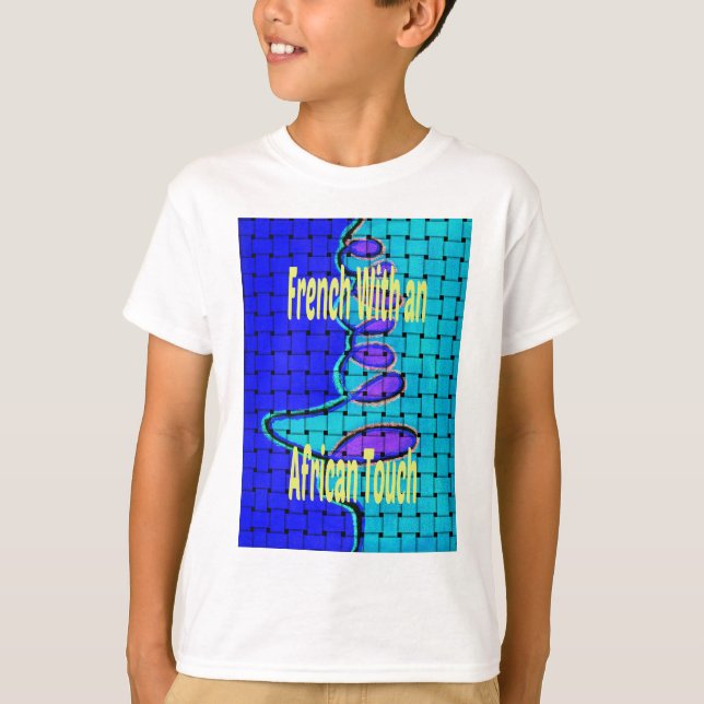 French Blue African Woven Abstract Purple Shape T-Shirt (Front)