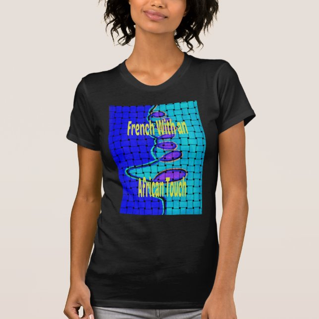 French Blue African Woven Abstract Purple Shape T-Shirt (Front)