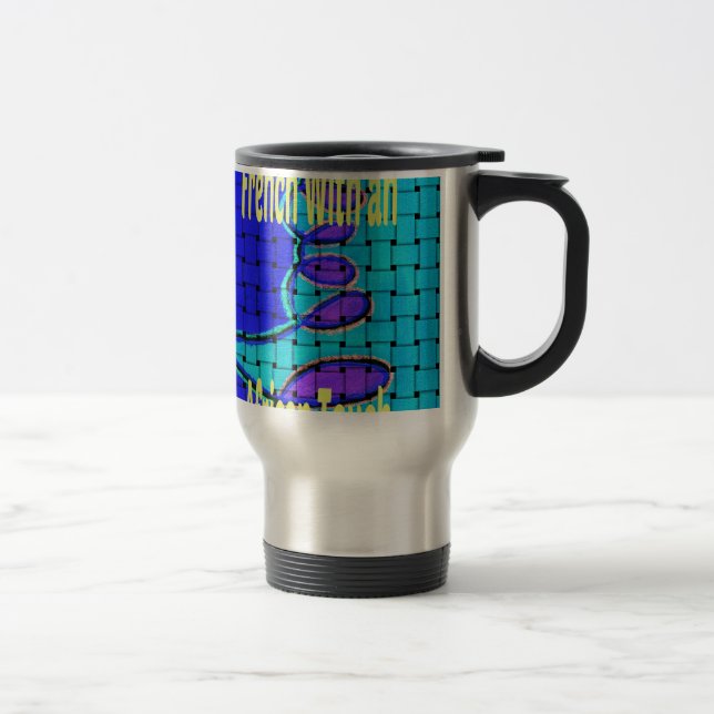 French Blue African Woven Abstract Purple Shape Travel Mug (Right)