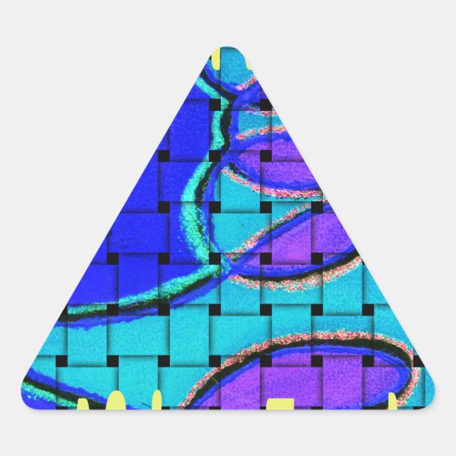 French Blue African Woven Abstract Purple Shape Triangle Sticker (Front)
