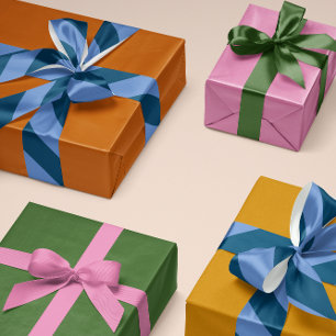 French Blue and Dark Navy Wide Stripe Satin Ribbon