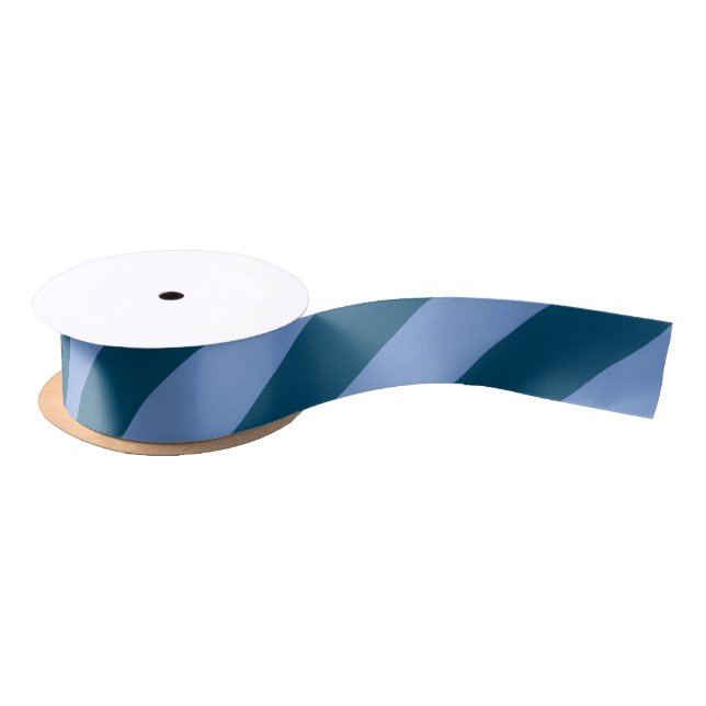 French Blue and Dark Navy Wide Stripe Satin Ribbon (Spool)