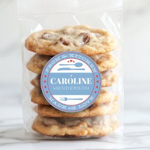 French Blue and Red Made With Love Food Gift Classic Round Sticker