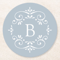 French Blue and White Elegant Monogram