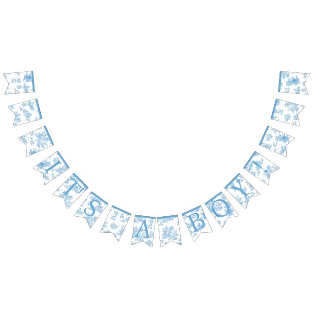 French Blue and White Toile de Jouy Baby Shower Bunting (All)