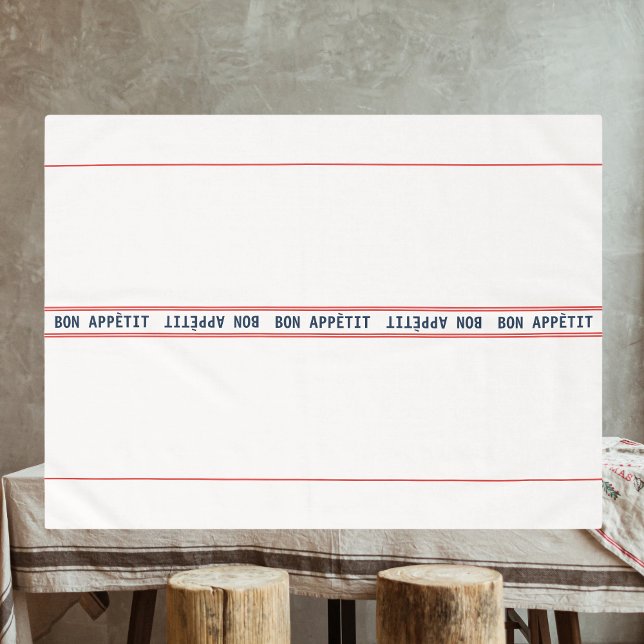 French Blue Bon Appétit & Red Striped Tablecloth (Creator Uploaded)