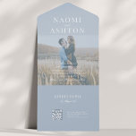 French Blue | Brushed Overlay Wedding All In One Invitation<br><div class="desc">A modern photo wedding invitation with a coloured photo filter and traditional elegant typography.</div>