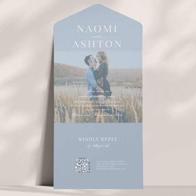 French Blue | Brushed Overlay Wedding All In One Invitation (Creator Uploaded)