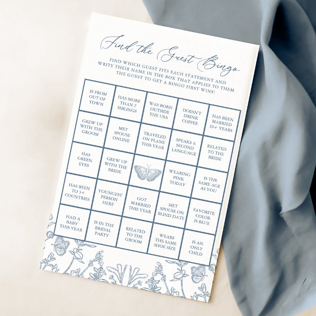 French Blue Chinoiserie Bridal Shower Bingo Game (Creator Uploaded)