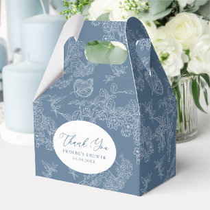 French Blue Chinoiserie Floral Bridal Shower Gable Favour Box
