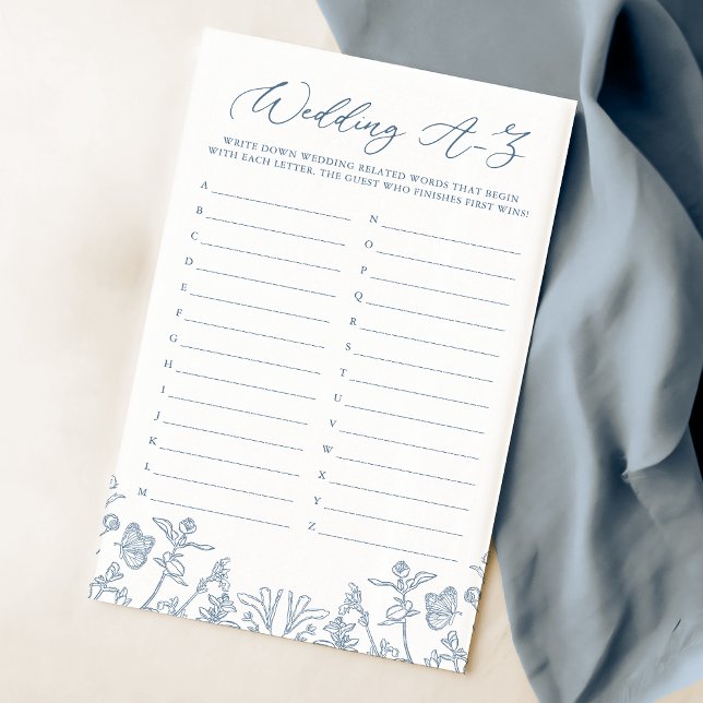 French Blue Chinoiserie Floral Shower A-Z Game (Creator Uploaded)