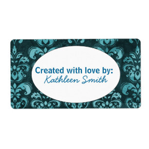 French Blue Damask Recipe/Goodies Label