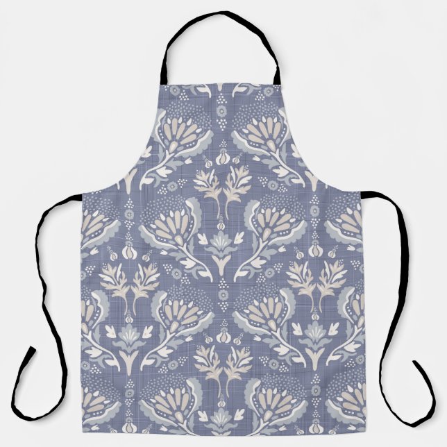 French blue damask, shabby chic. apron (Front)