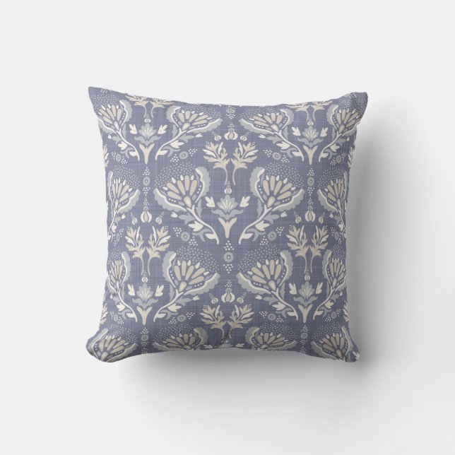 French blue damask, shabby chic. cushion (Front)