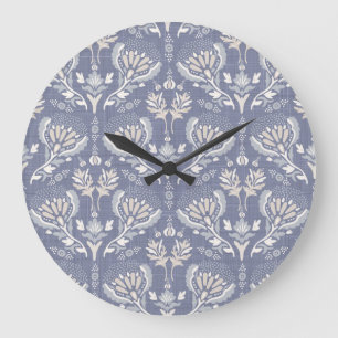 French blue damask, shabby chic. large clock