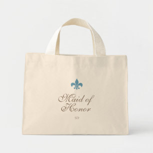 French Blue Fleur de Lis Maid of Honour Initial  Mini Tote Bag