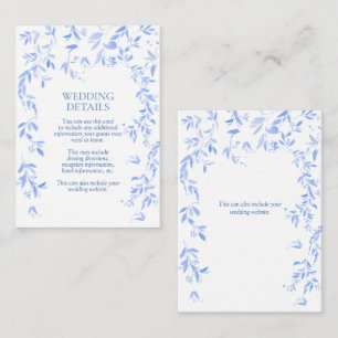 French Blue Floral Botanical Wedding Details Enclosure Card